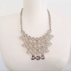 Statement Silver Tone Bib Neckla…